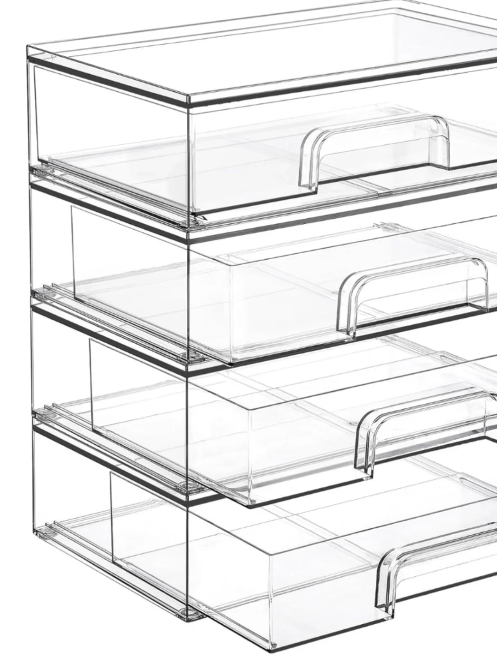 NEW Vtopmart 12.1''W Clear Stackable Storage Drawers 4 Pack Acrylic Plastic